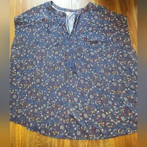 Old Navy Floral Paisley Print Blue Maroon Plus Size Women's Top 4x